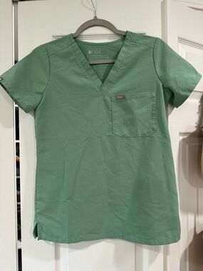 Figs Sage Green V-Neck Medical Scrub Top